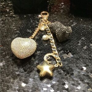 Gold and Silver Heart and Star Bag Charm